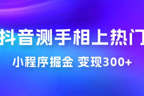 抖音小程序掘金：测手相上热门，当天见收益一小时变现 300+