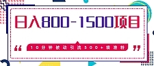 日入800-1500的最新项目教程_暴利项目10分钟被动引流500+精准粉